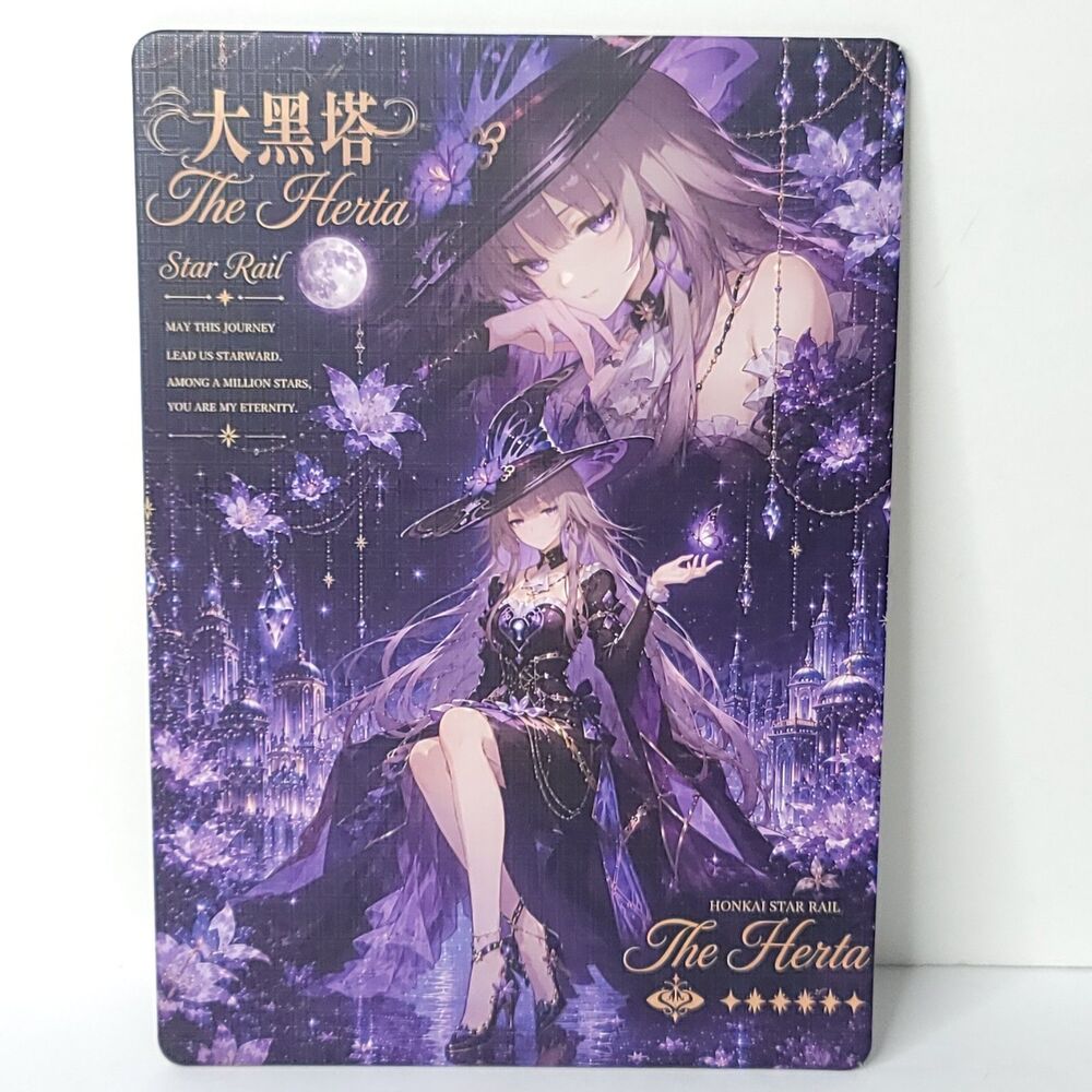 Herta Purple Black Butterfly Waifu Card Anime Girl Wall Art Oversized Board A5